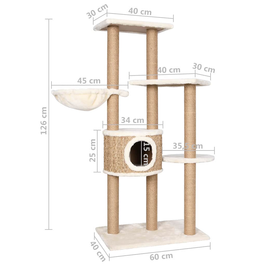 Kattmöbel Klösträd med klöspelare 126 cm sjögräs