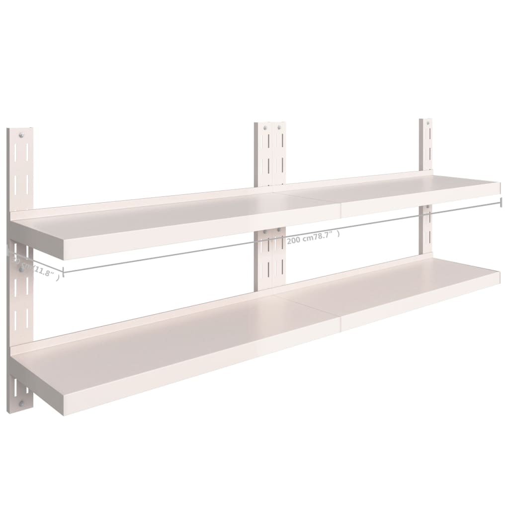Vägghylla DIV. Svävande Flytande 2 plan rostfritt stål 200x30 cm