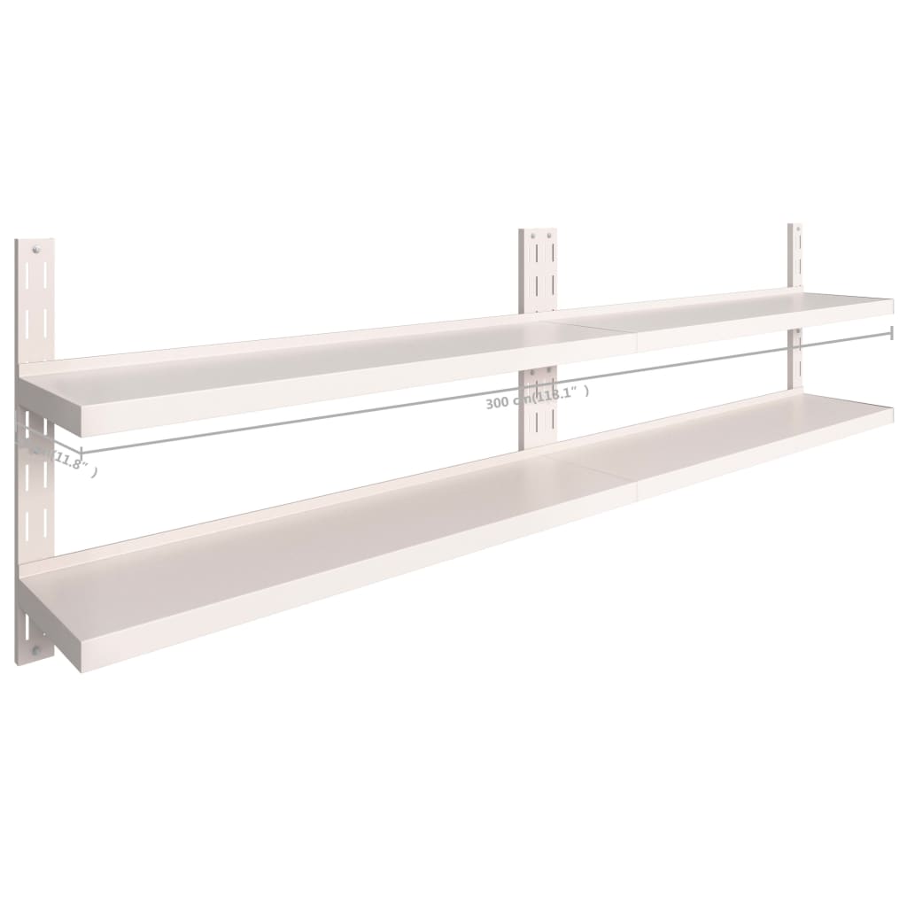 Vägghylla DIV. Svävande Flytande 2 plan 2 st rostfritt stål 300x30 cm