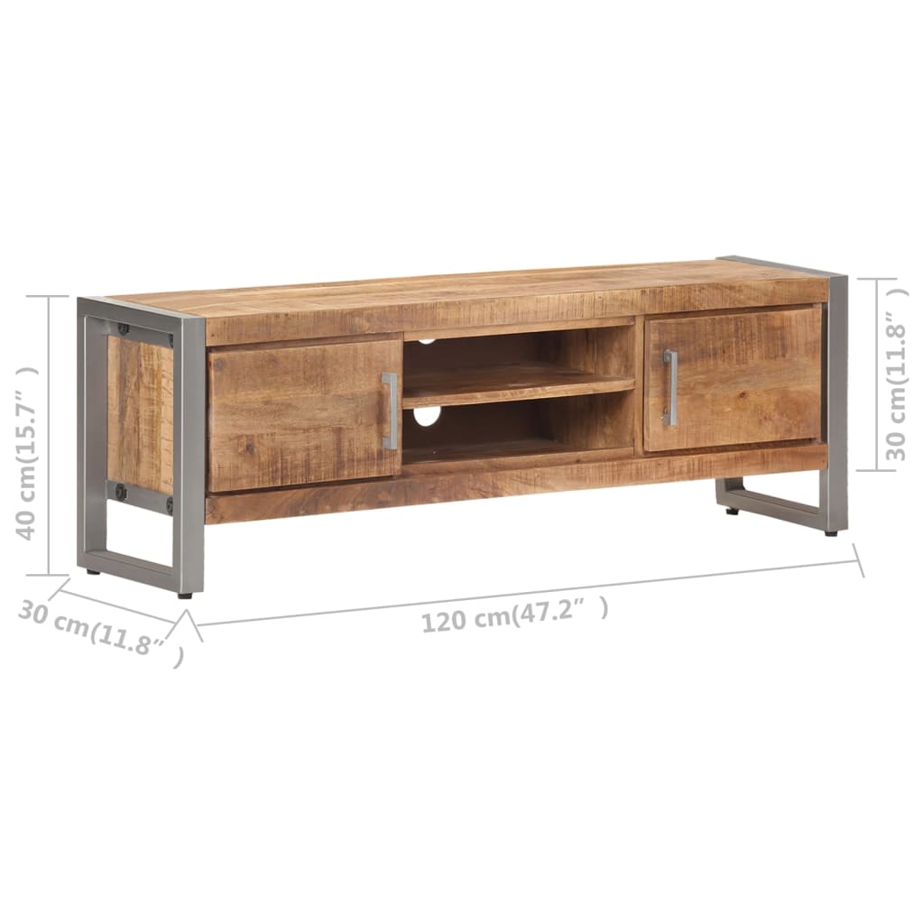 Tv-bänk 120x30x40 cm grovt mangoträ