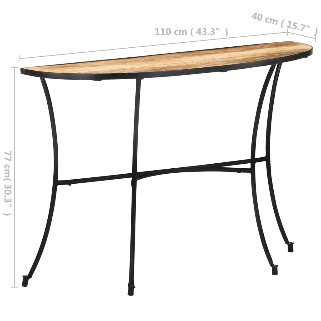 Avlastningsbord Konsollbord Trä 110x40x77 cm massivt mangoträ halvmånebord