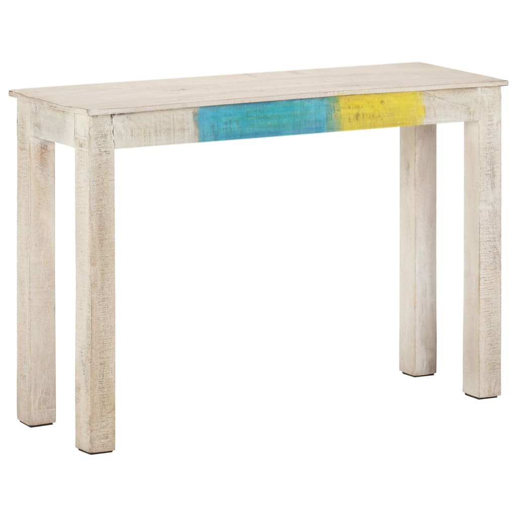 Avlastningsbord Konsollbord Vit 115x35x77 cm grovt mangoträ