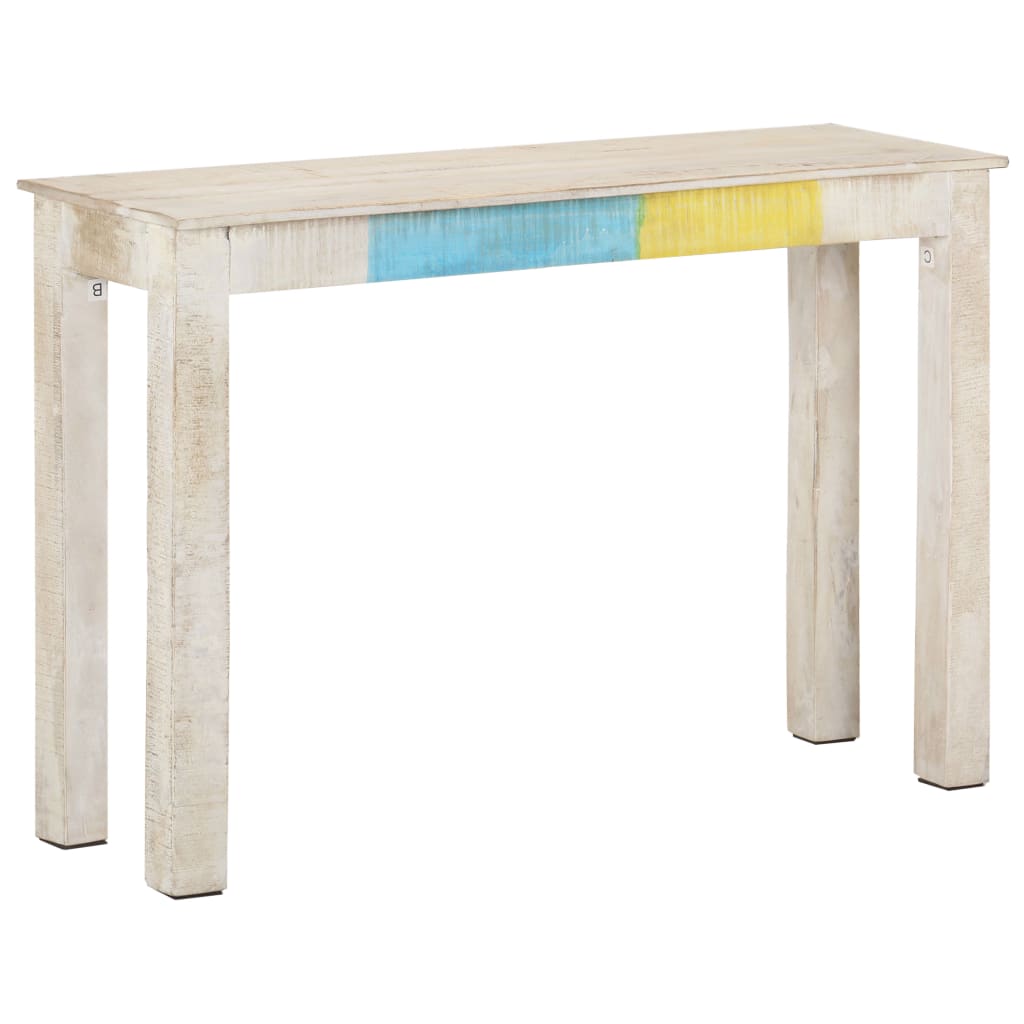 Avlastningsbord Konsollbord Vit 115x35x77 cm grovt mangoträ