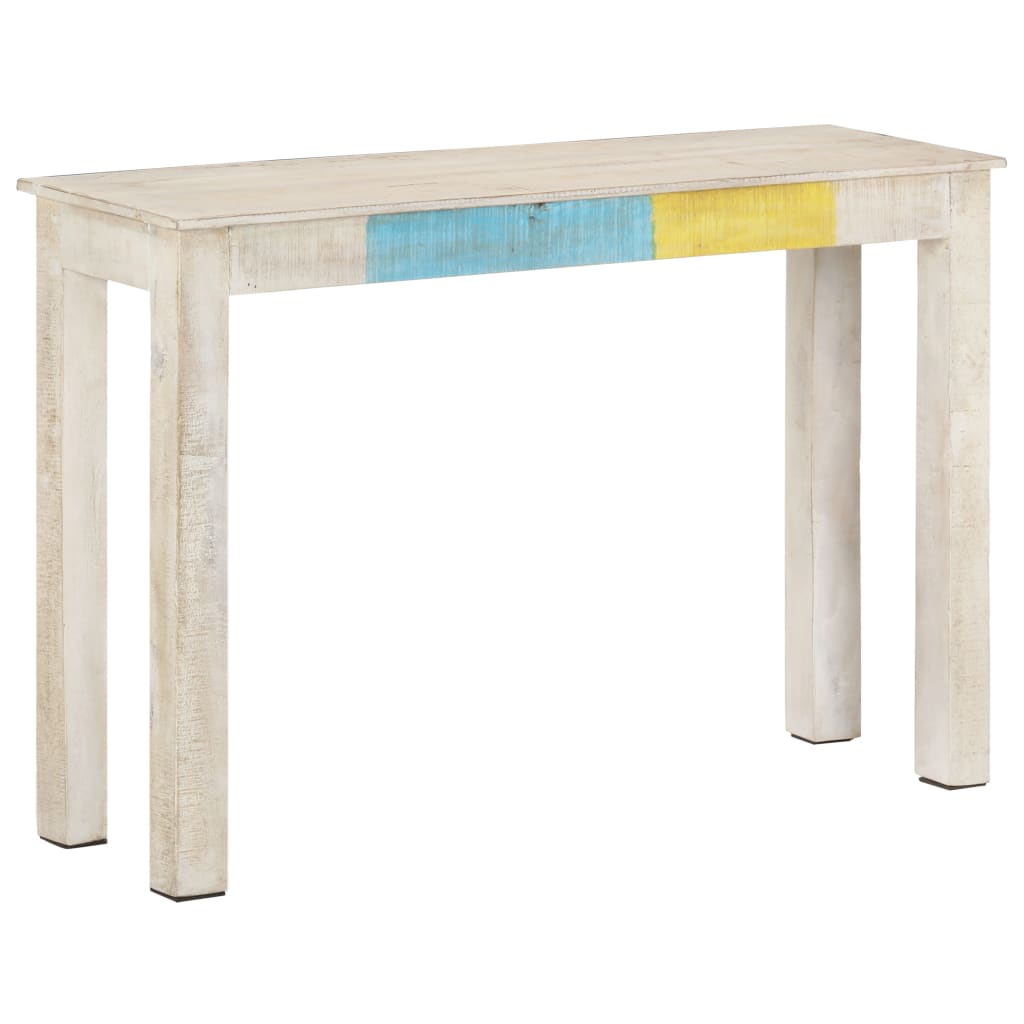 Avlastningsbord Konsollbord Vit 115x35x77 cm grovt mangoträ