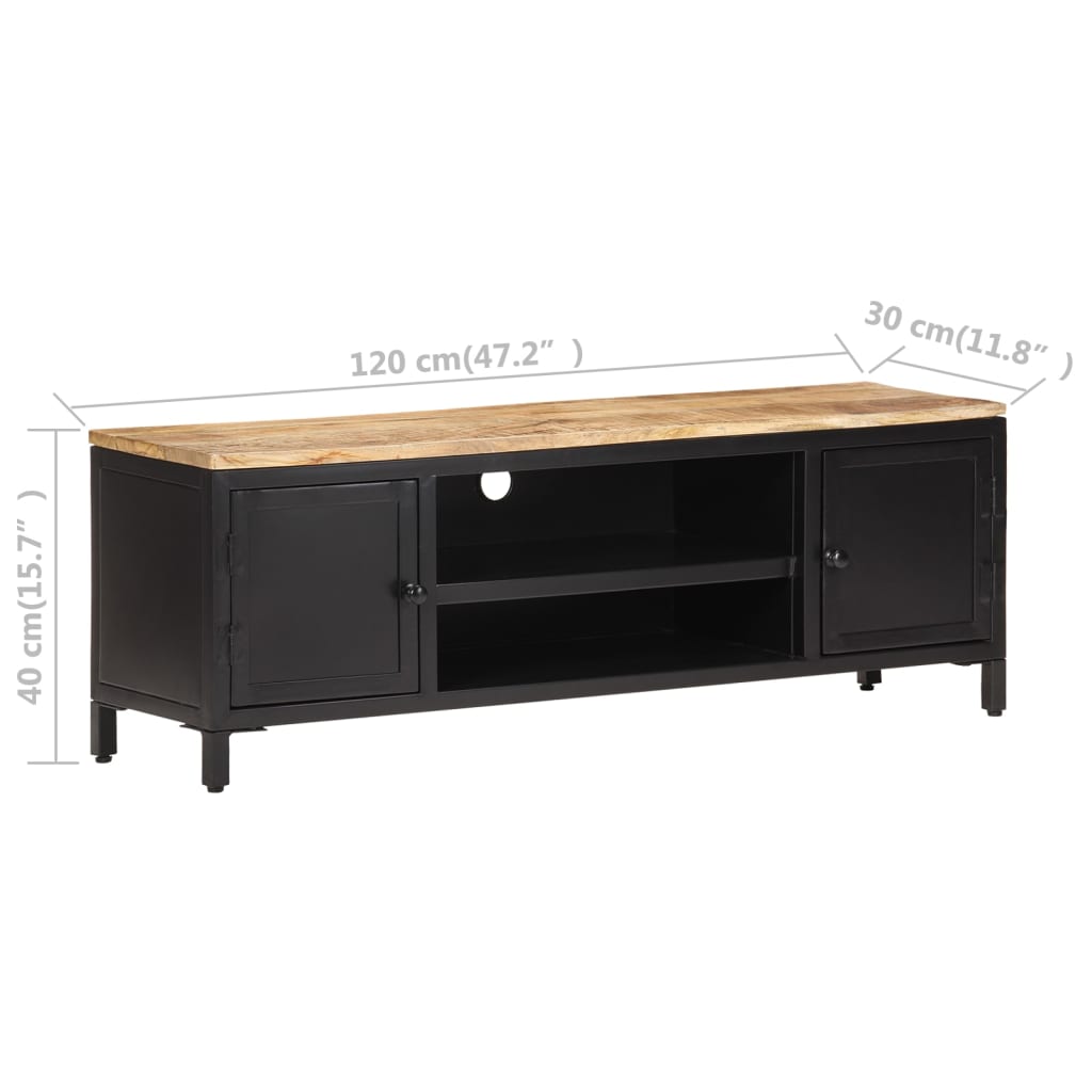TV-bänk 120x30x40 cm massivt grovt mangoträ