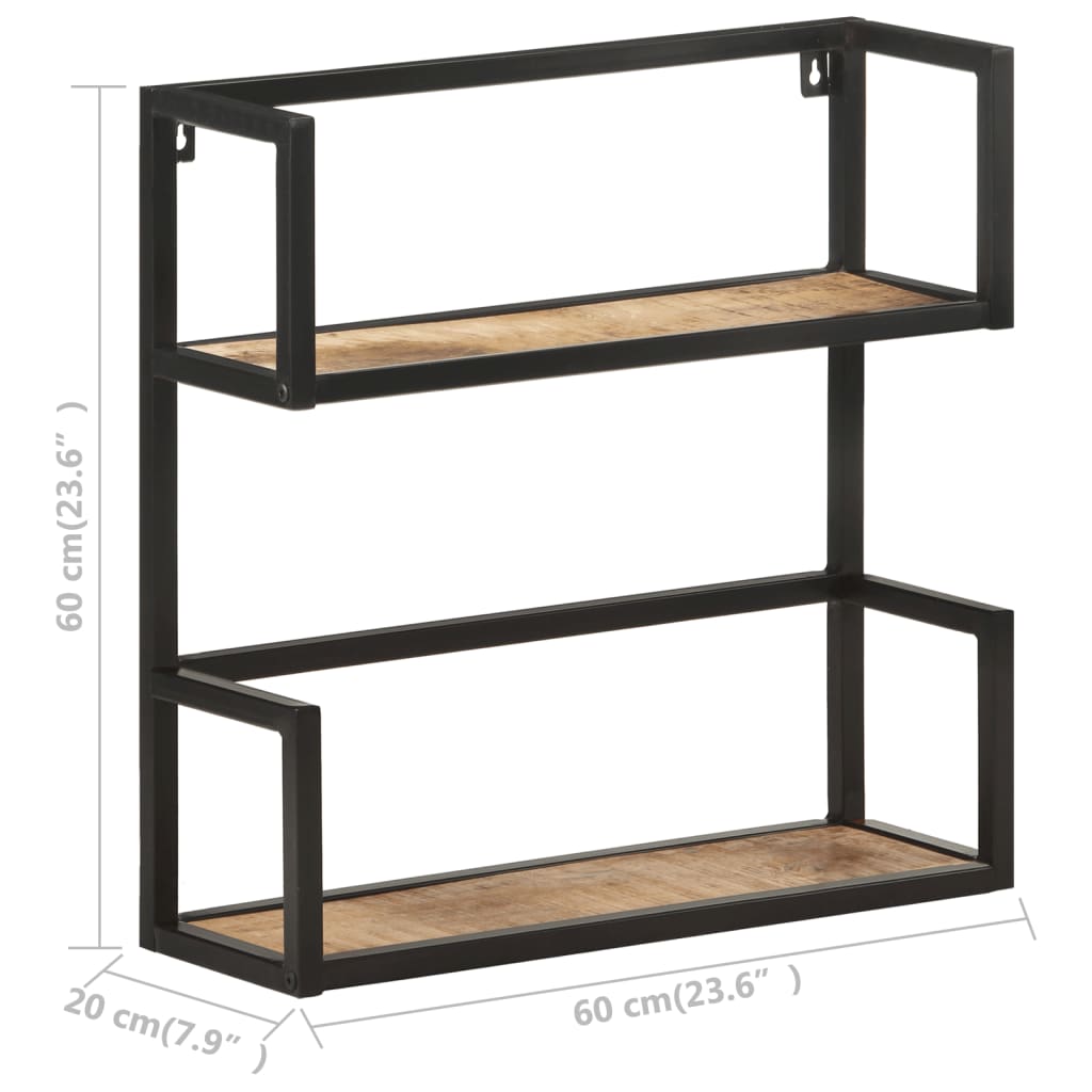 Vägghylla 60x20x60 cm grovt mangoträ