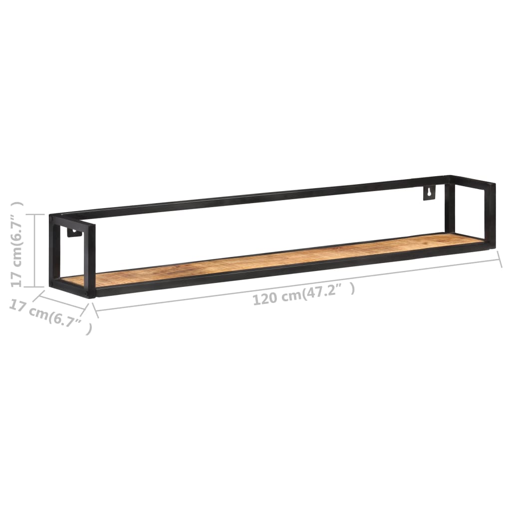 Vägghylla Trä 2 st 120 cm grovt mangoträ