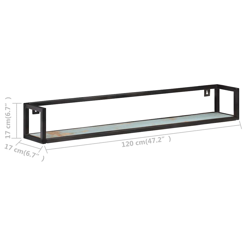Vägghylla Trä 2 st 120 cm massivt återvunnet trä