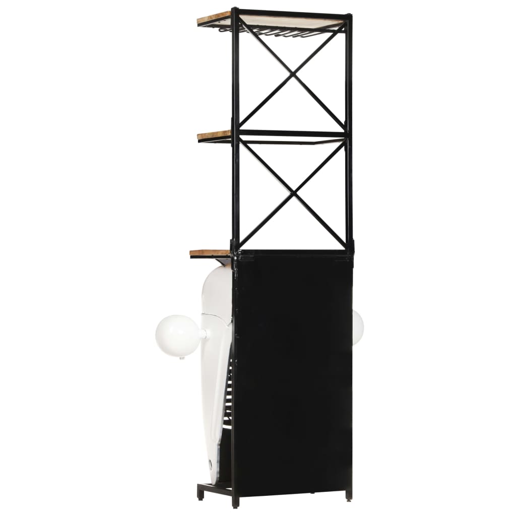 Vinställ Vinhylla traktor Vit 49x31x172 cm grovt mangoträ