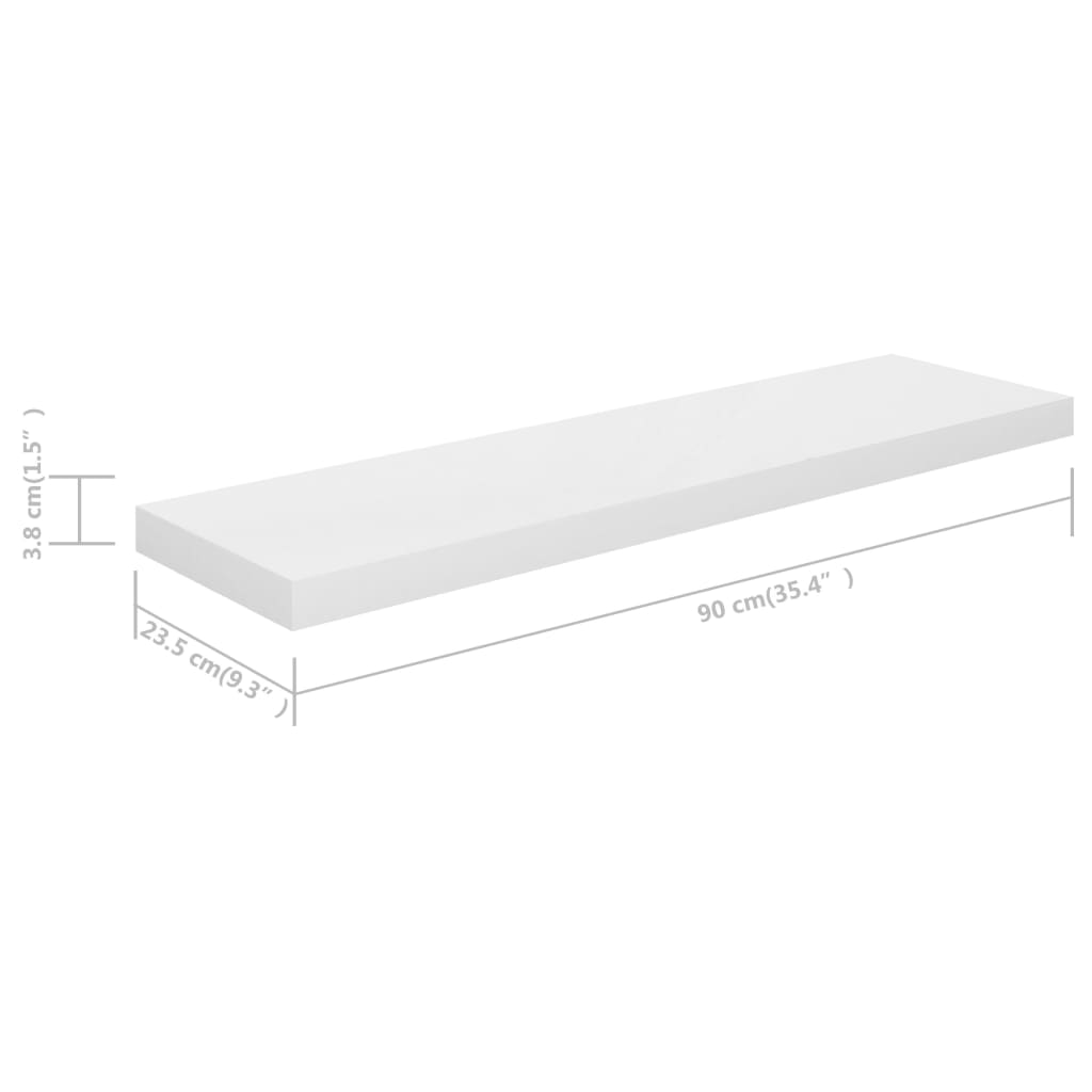 Vägghylla Högglans Vit Svävande Flytande 4 st 90x23,5x3,8 cm
