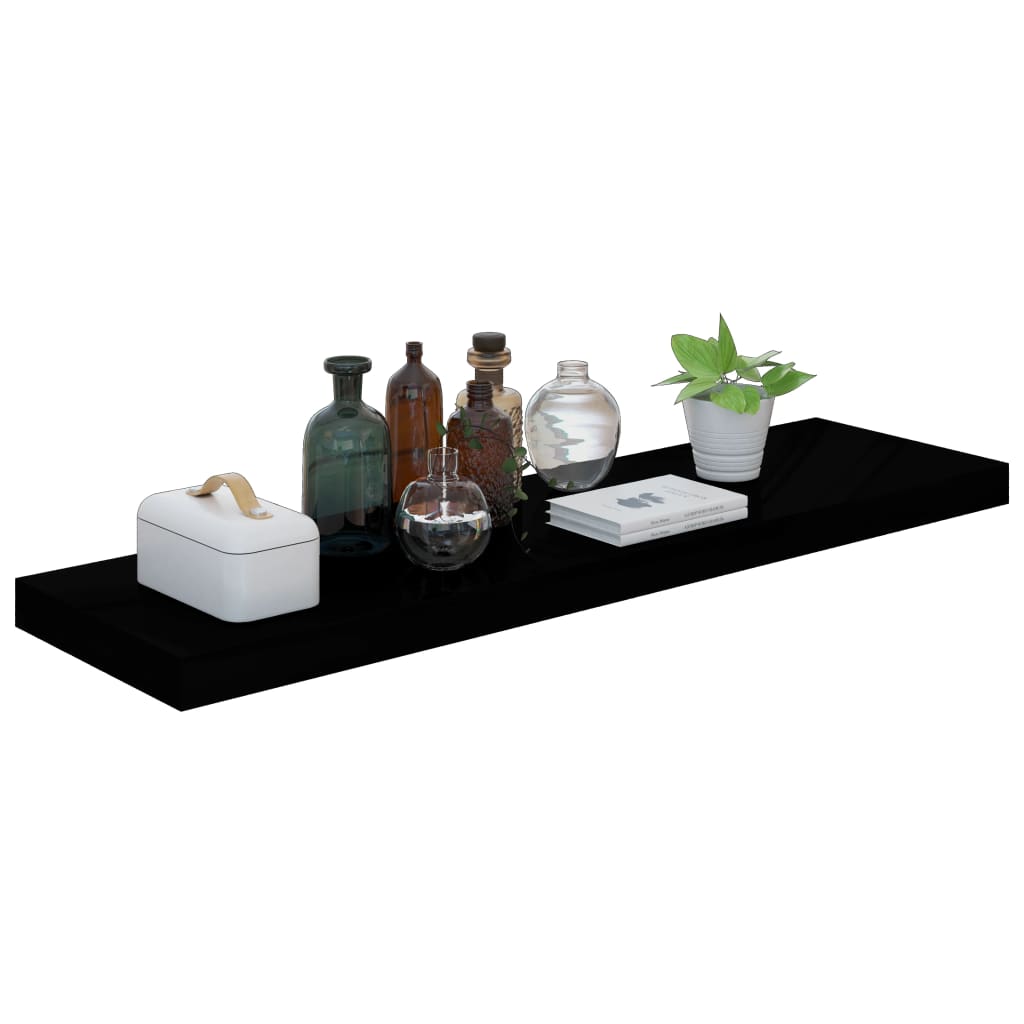 Vägghylla Högglans Svart Svävande Flytande 4 st 90x23,5x3,8 cm