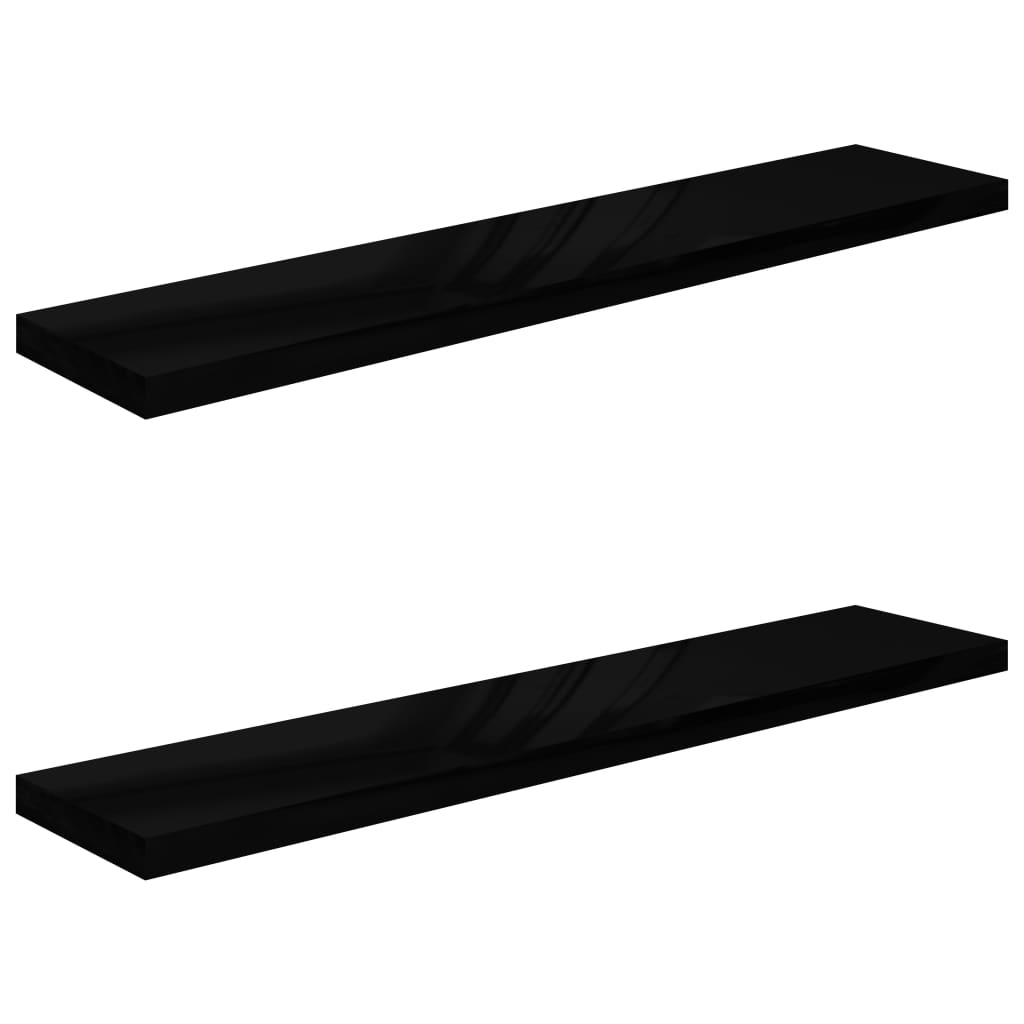 Vägghylla Högglans Svart 2 st 120x23,5x3,8 cm MDF
