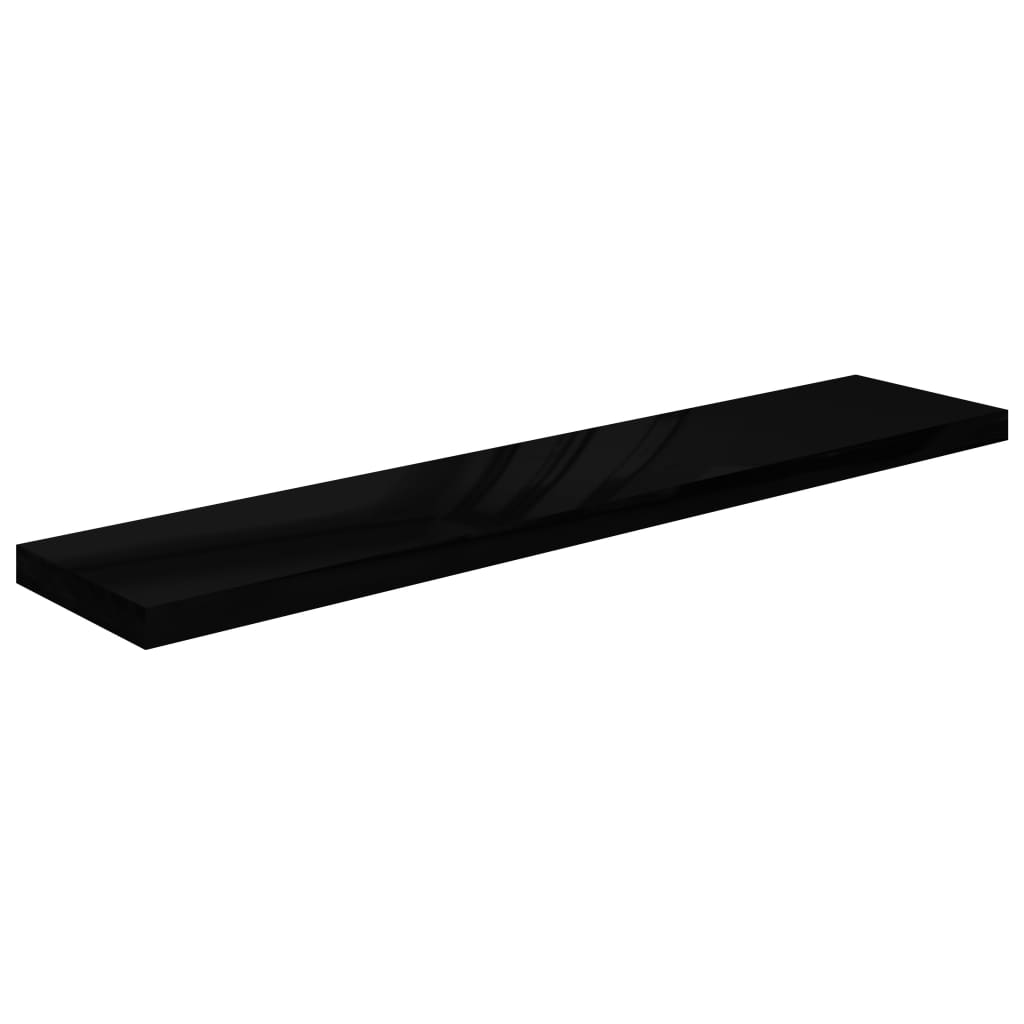 Vägghylla Högglans Svart 2 st 120x23,5x3,8 cm MDF