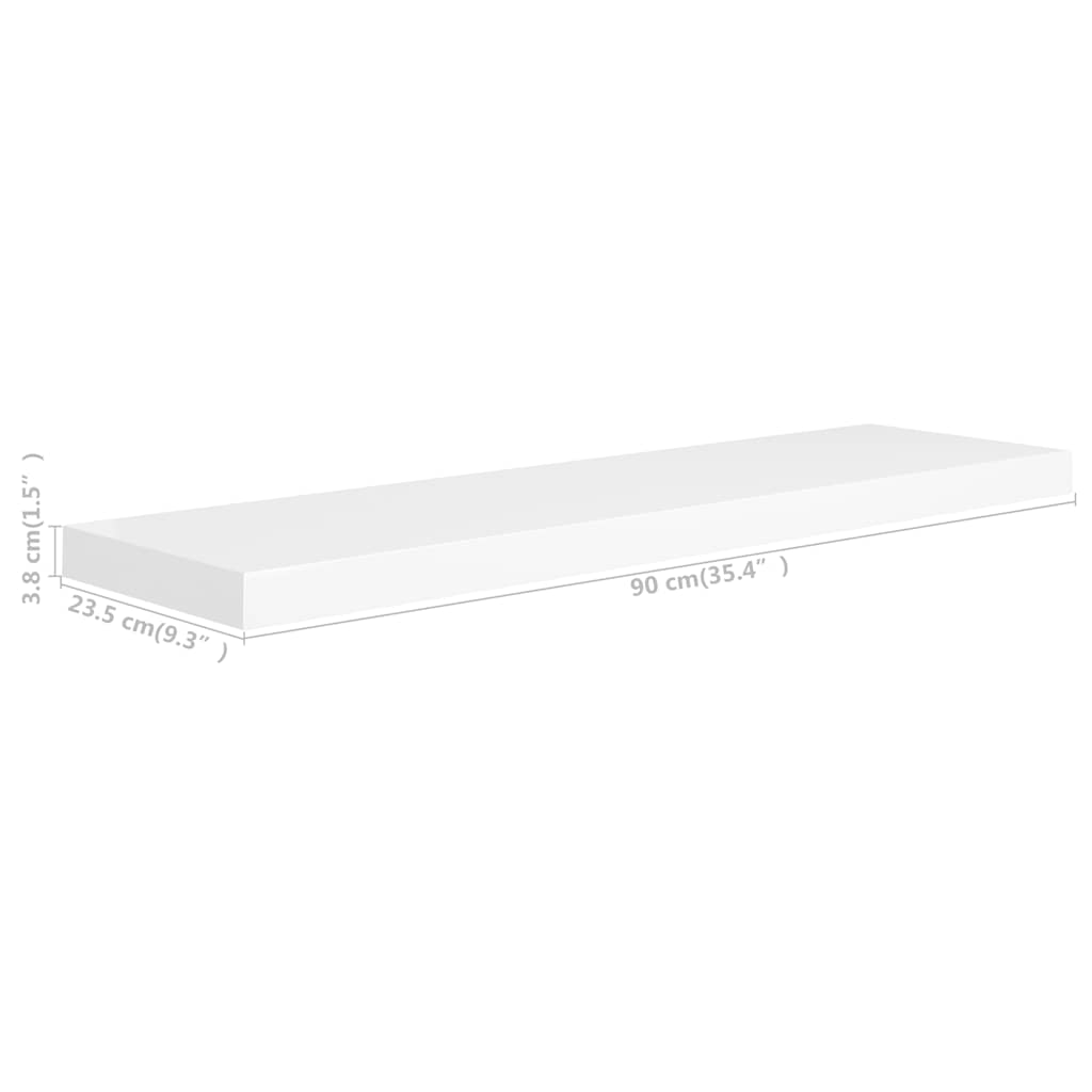 Vägghylla Vit 4 st Vit 90x23,5x3,8 cm MDF