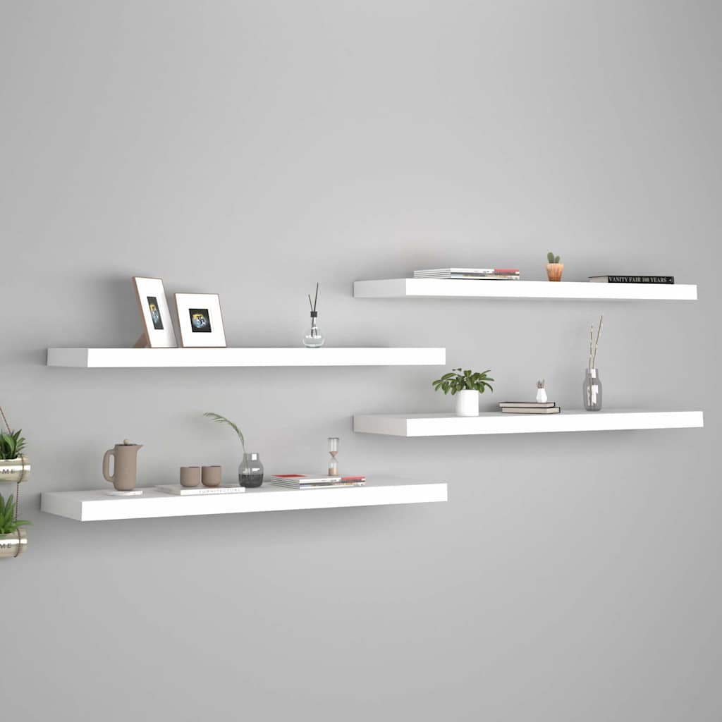 Vägghylla Vit 4 st Vit 90x23,5x3,8 cm MDF