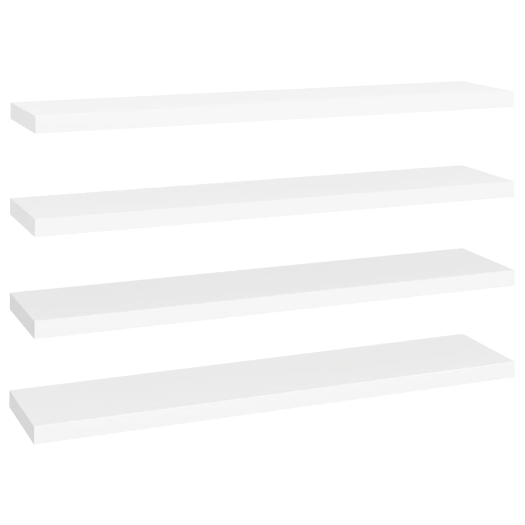 Vägghylla Vit Svävande Flytande vägghyllor 4 st 120x23,5x3,8 cm