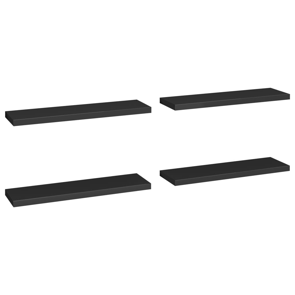 Vägghylla Svart Svävande Flytande 4 st 90x23,5x3,8 cm