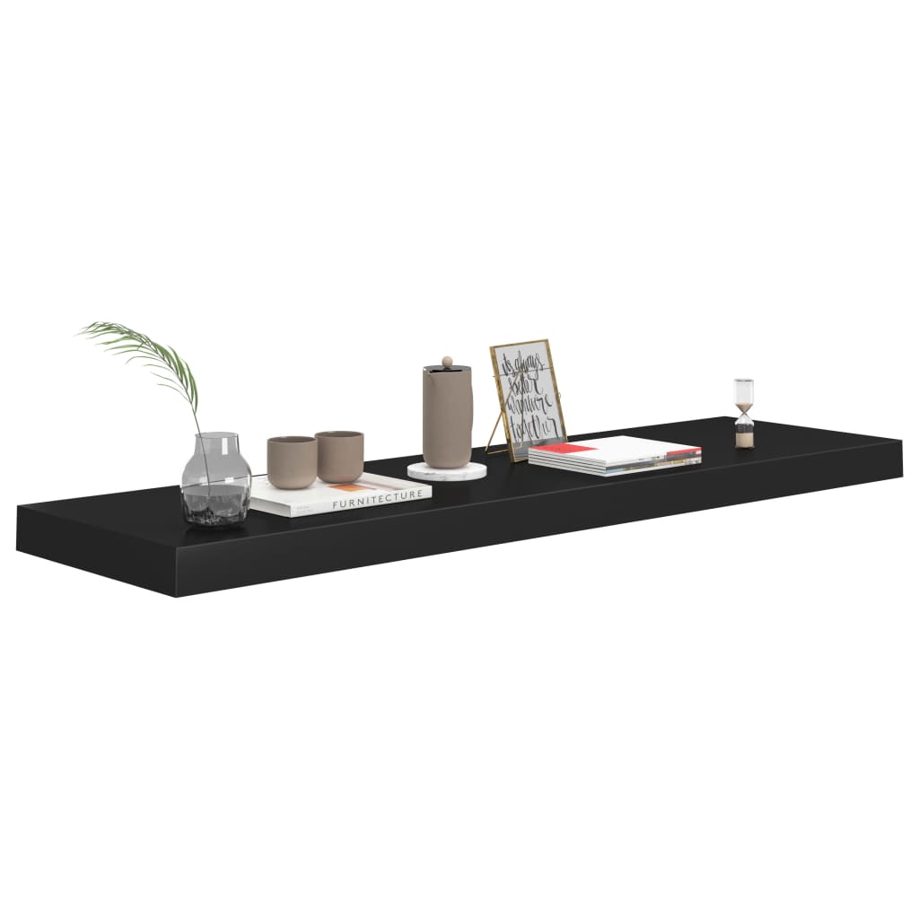 Vägghylla Svart Svävande Flytande 4 st 90x23,5x3,8 cm