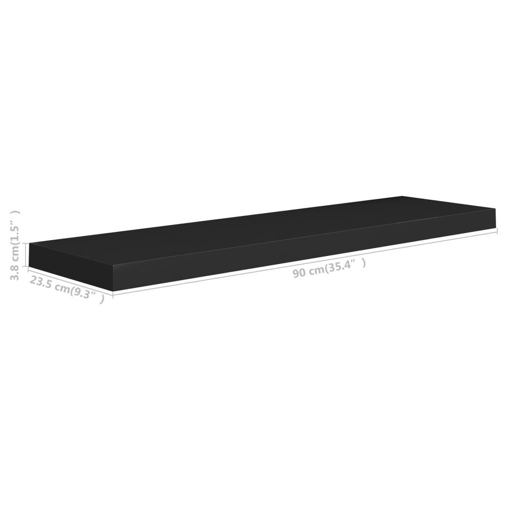 Vägghylla Svart Svävande Flytande 4 st 90x23,5x3,8 cm