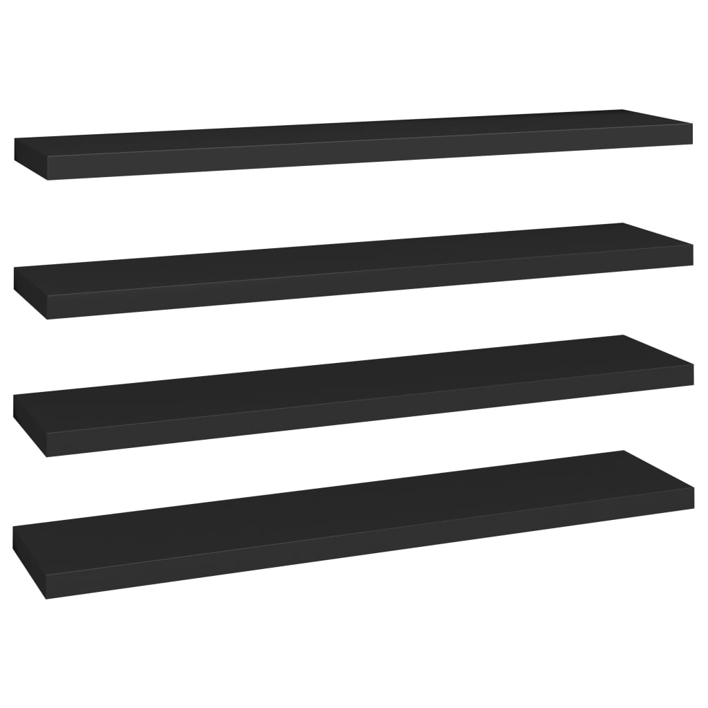 Vägghylla Svart 4 st 120x23,5x3,8 cm MDF