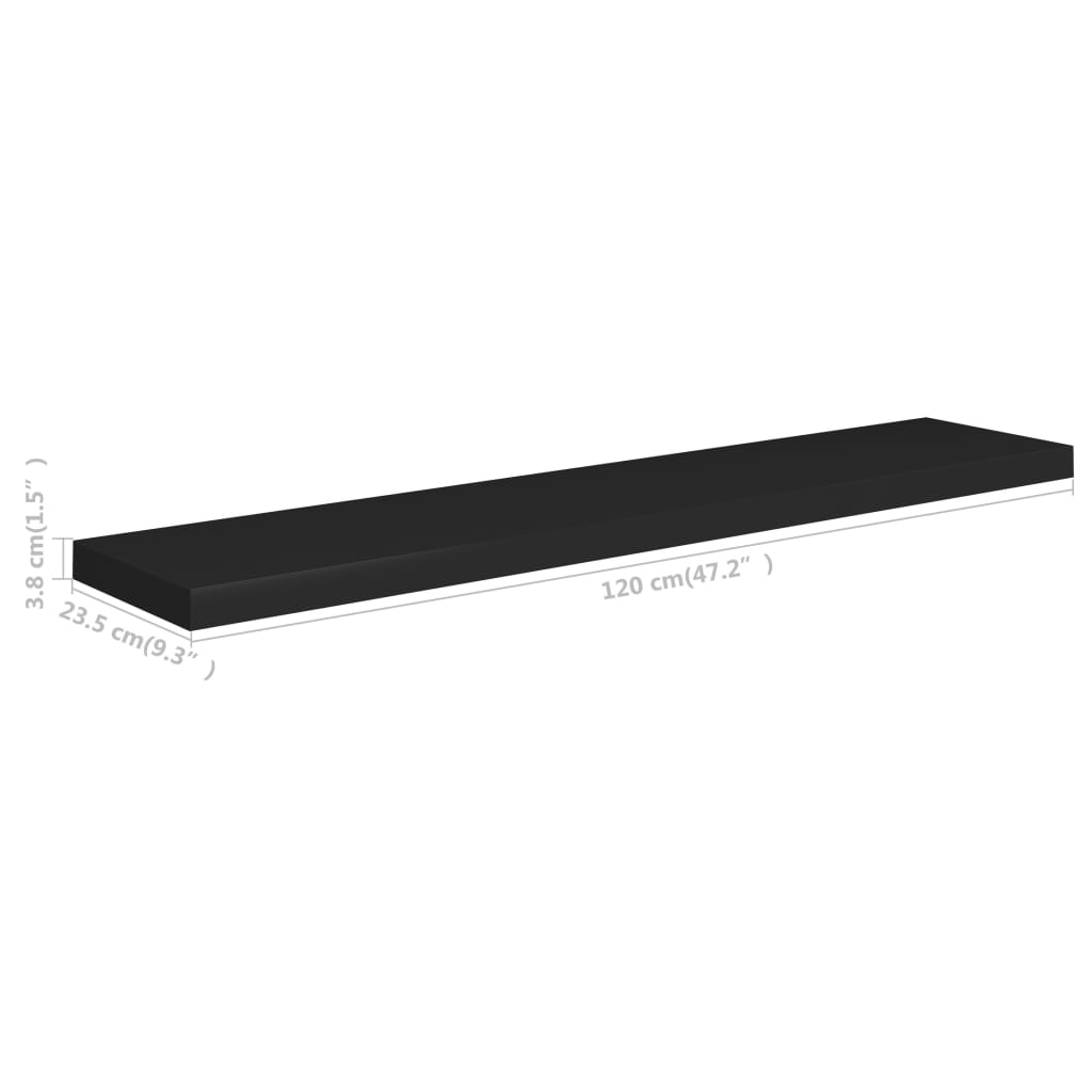 Vägghylla Svart 4 st 120x23,5x3,8 cm MDF