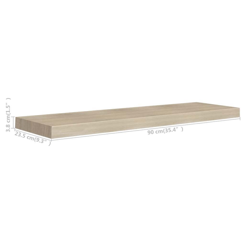Vägghylla Brun Ek Svävande Flytande 4 st 90x23,5x3,8 cm