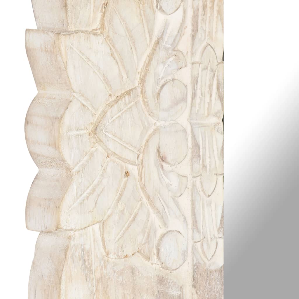 Väggspegel Vit 110x50 cm massivt mangoträ