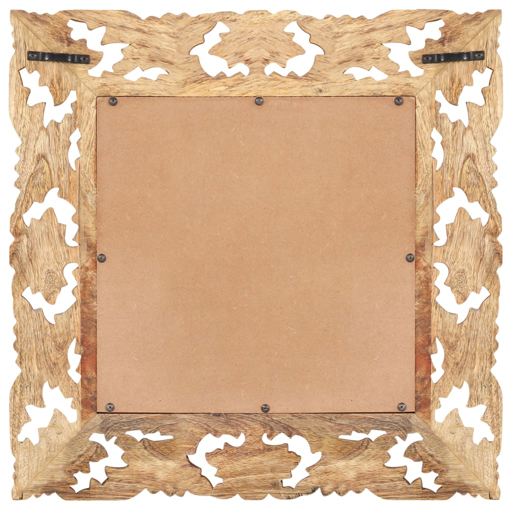 Väggspegel Handsnidad Brun 50x50 cm massivt mangoträ