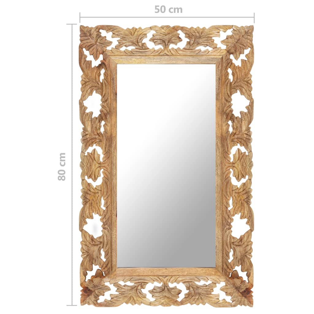 Väggspegel Handsnidad Brun 80x50 cm massivt mangoträ