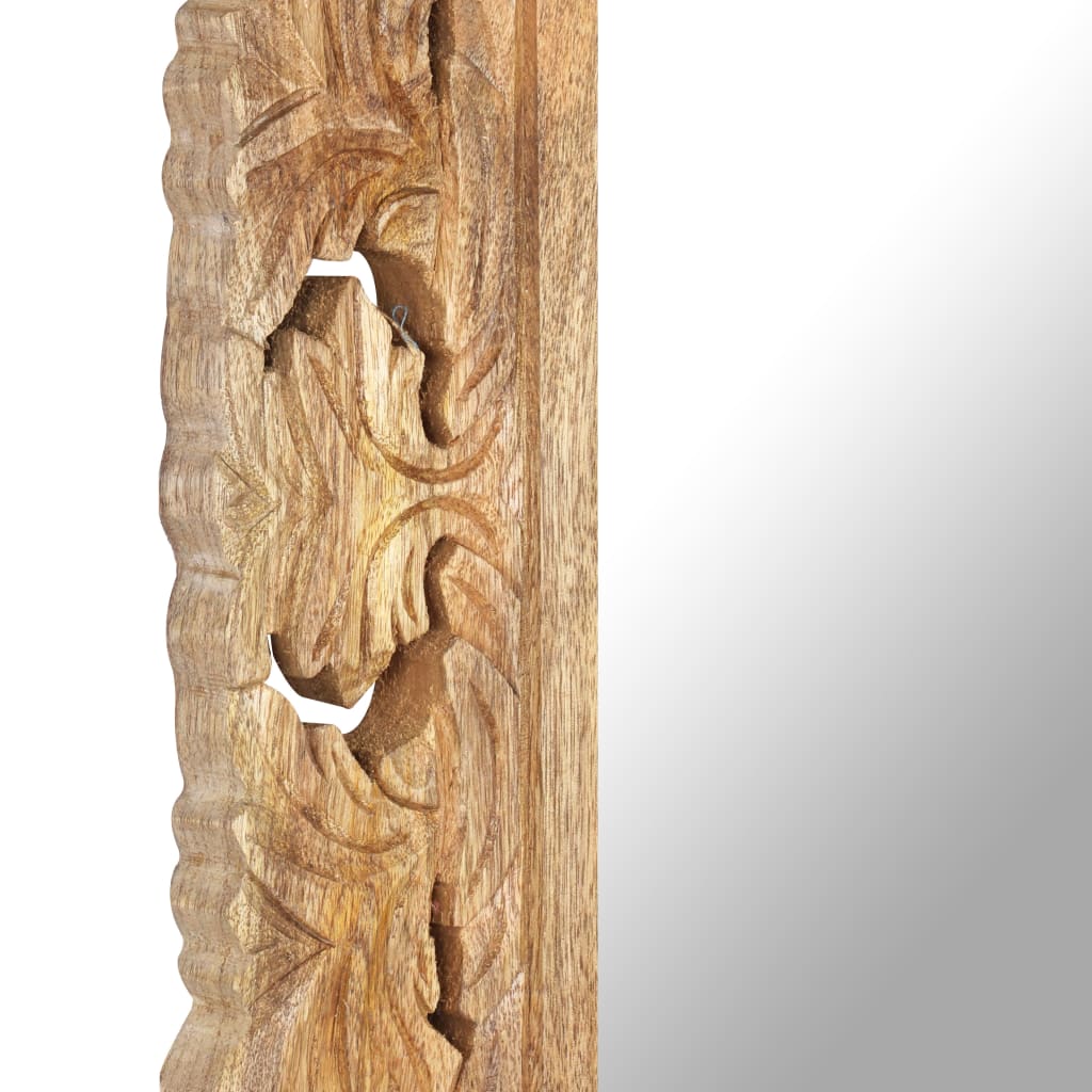 Väggspegel Handsnidad Brun 110x50 massivt mangoträ