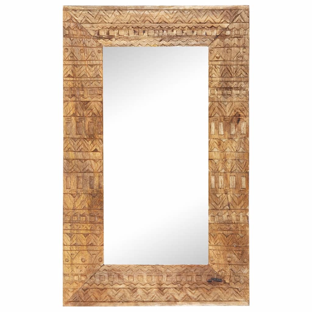 Väggspegel Handsnidad 80x50x2,5 cm massivt mangoträ