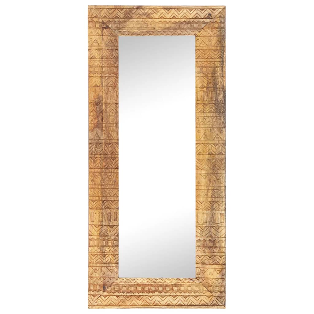 Väggspegel Handsnidad 110x50x2,5 cm massivt mangoträ