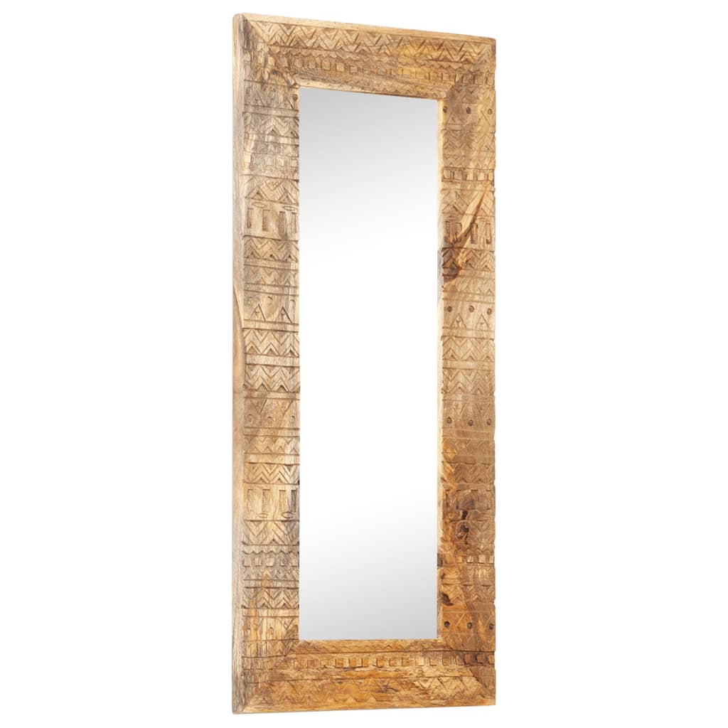 Väggspegel Handsnidad 110x50x2,5 cm massivt mangoträ