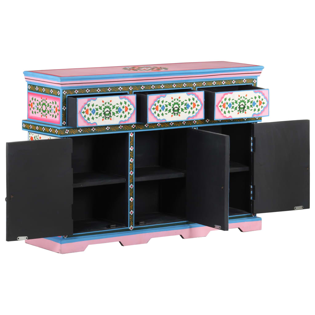 Skänk Trä Handmålad flerfärgad 110x30x76 cm massivt mangoträ