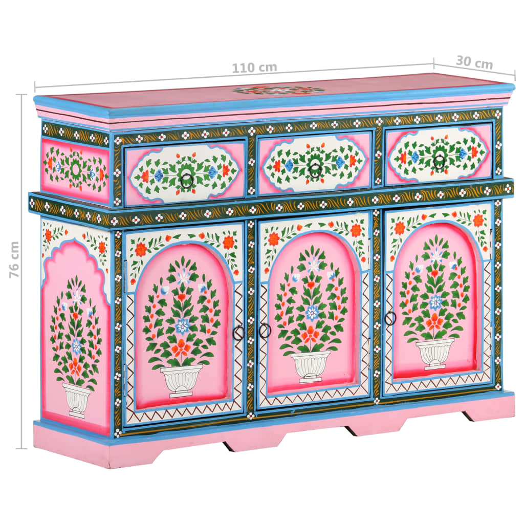 Skänk Trä Handmålad flerfärgad 110x30x76 cm massivt mangoträ