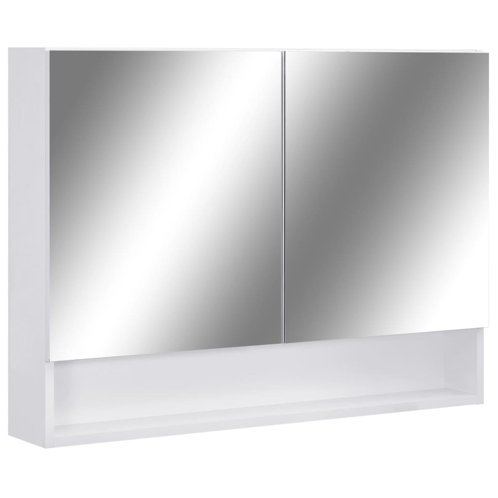 Badrumsspegel Spegelskåp LED Vit 80x15x60 cm