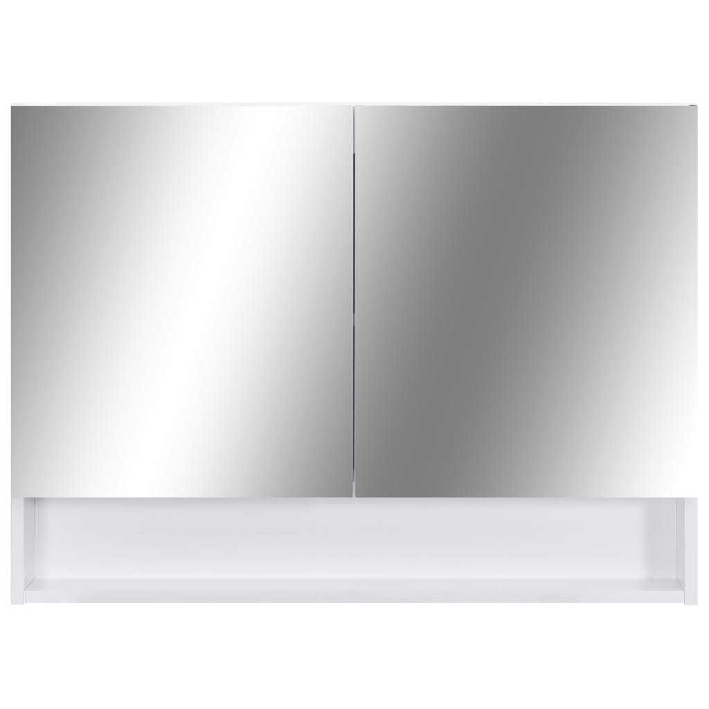 Badrumsspegel Spegelskåp LED Vit 80x15x60 cm