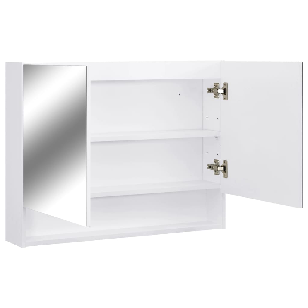 Badrumsspegel Spegelskåp LED Vit 80x15x60 cm
