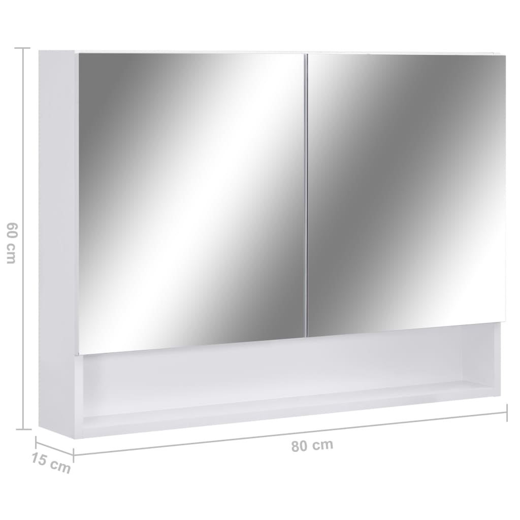 Badrumsspegel Spegelskåp LED Vit 80x15x60 cm