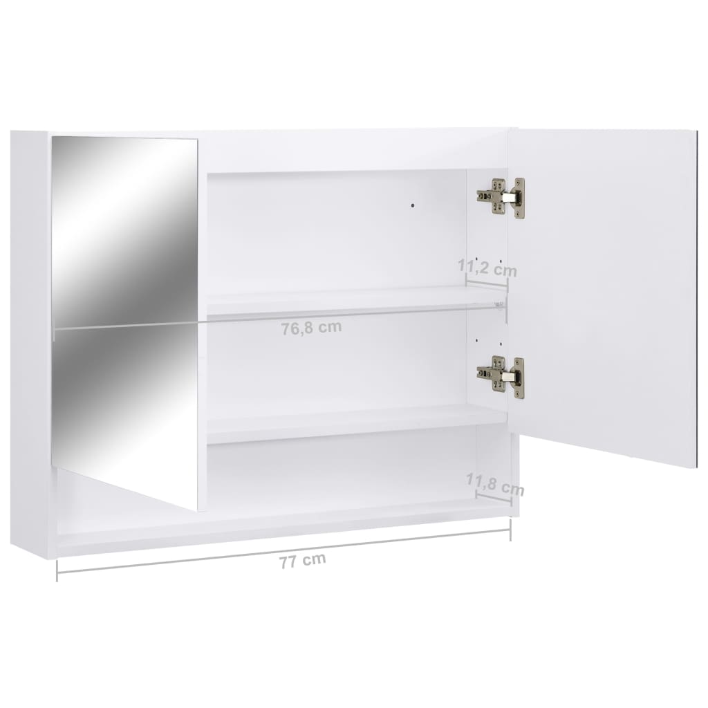 Badrumsspegel Spegelskåp LED Vit 80x15x60 cm