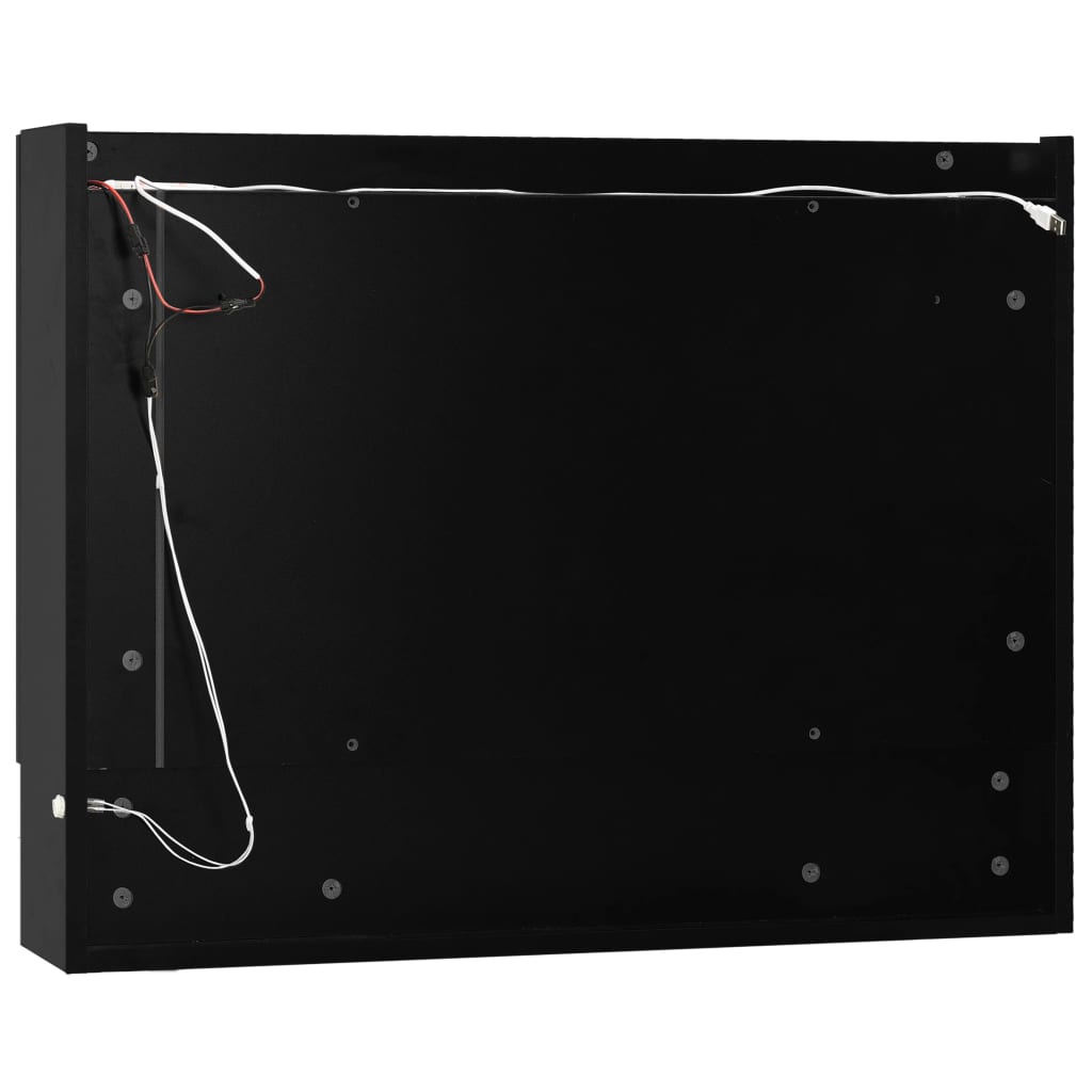 Badrumsspegel Spegelskåp LED Svart 80x15x60 cm