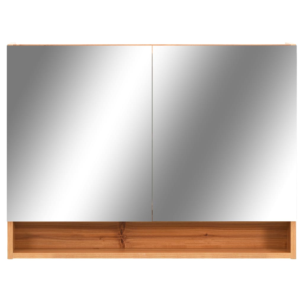 Badrumsspegel Spegelskåp LED Ek 80x15x60 cm