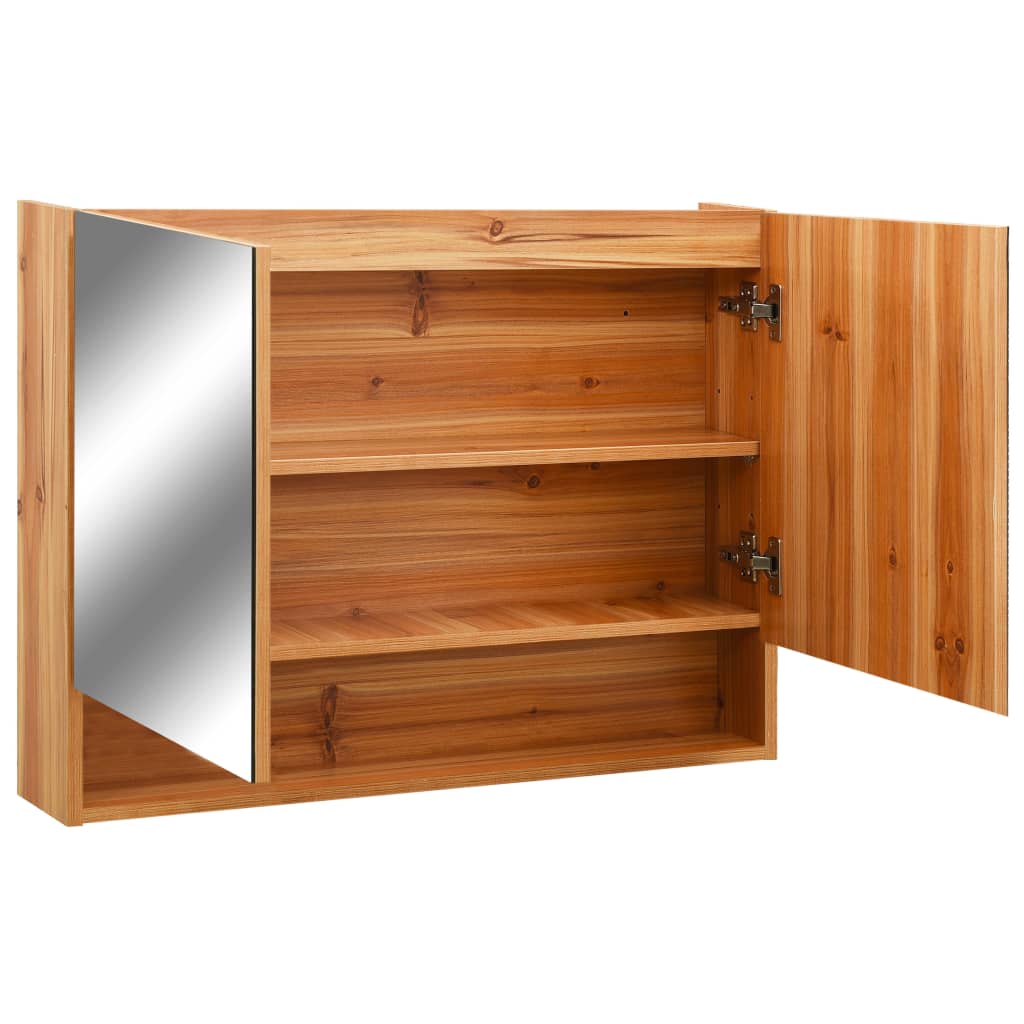 Badrumsspegel Spegelskåp LED Ek 80x15x60 cm