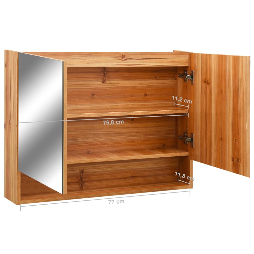 Badrumsspegel Spegelskåp LED Ek 80x15x60 cm