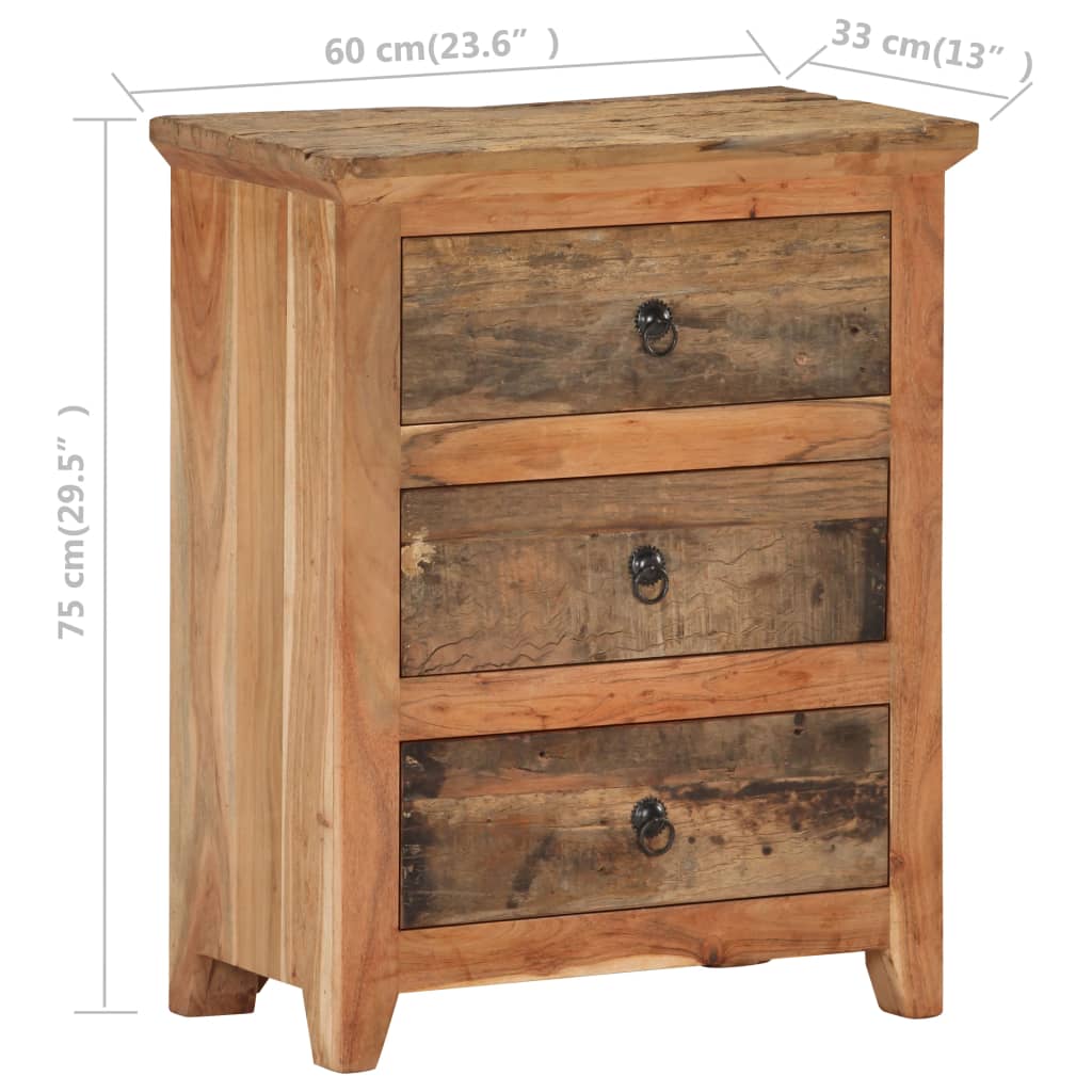 Byrå 60x33x75 cm massivt akaciaträ och återvunnet trä