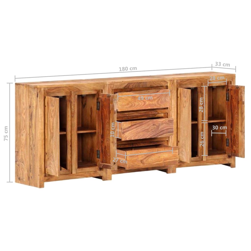 Skänk Trä med 3 lådor och 4 dörrar massivt trä