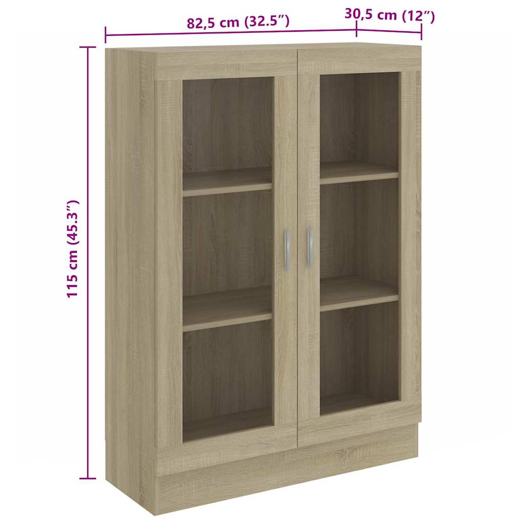 Vitrinskåp Sonoma Ek 82,5x30,5x115 cm