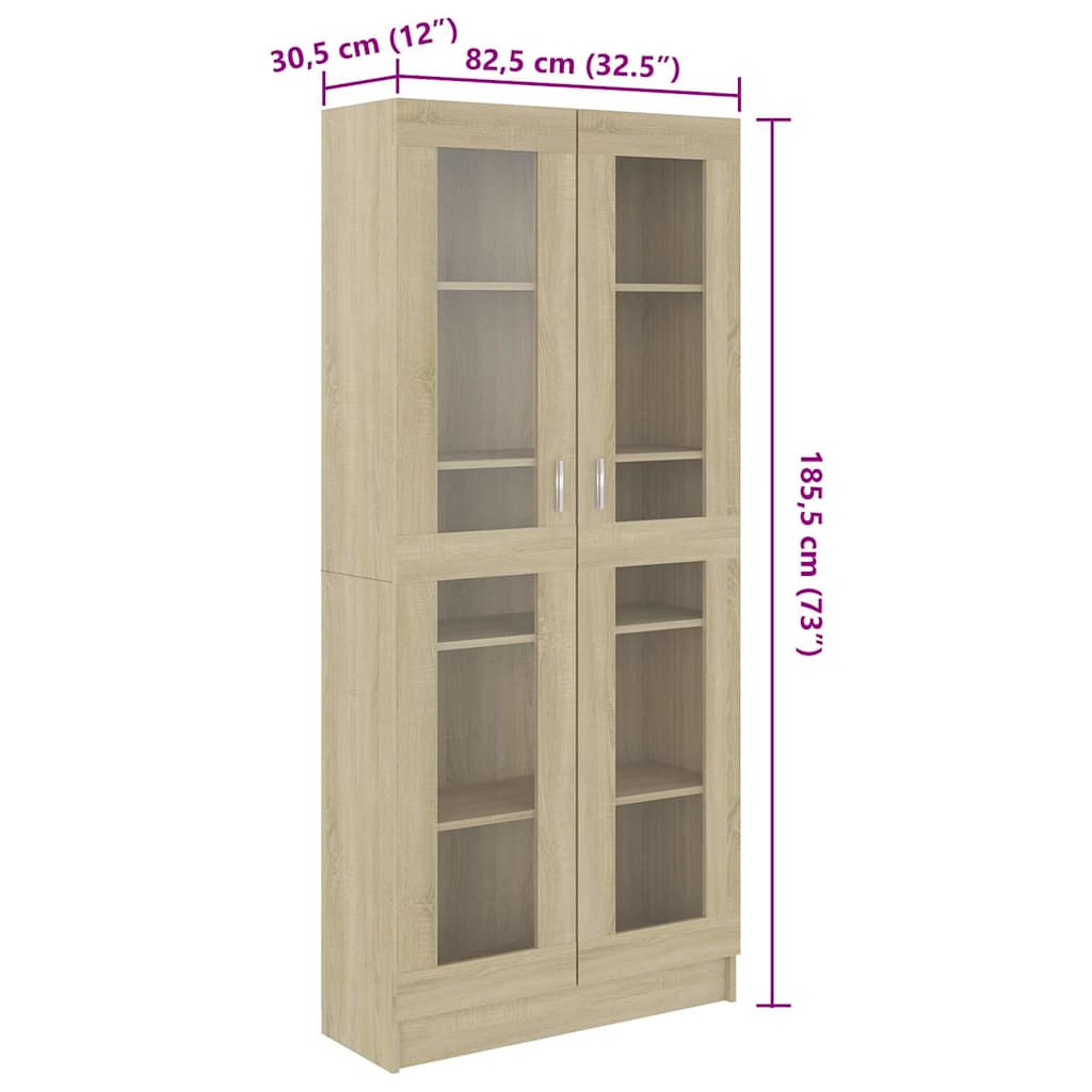 Vitrinskåp Sonoma Ek 82,5x30,5x185,5 cm