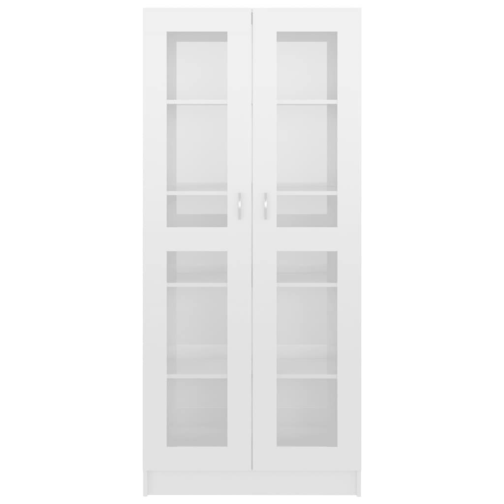 Vitrinskåp vit högglans 82,5x30,5x185,5 cm konstruerat trä
