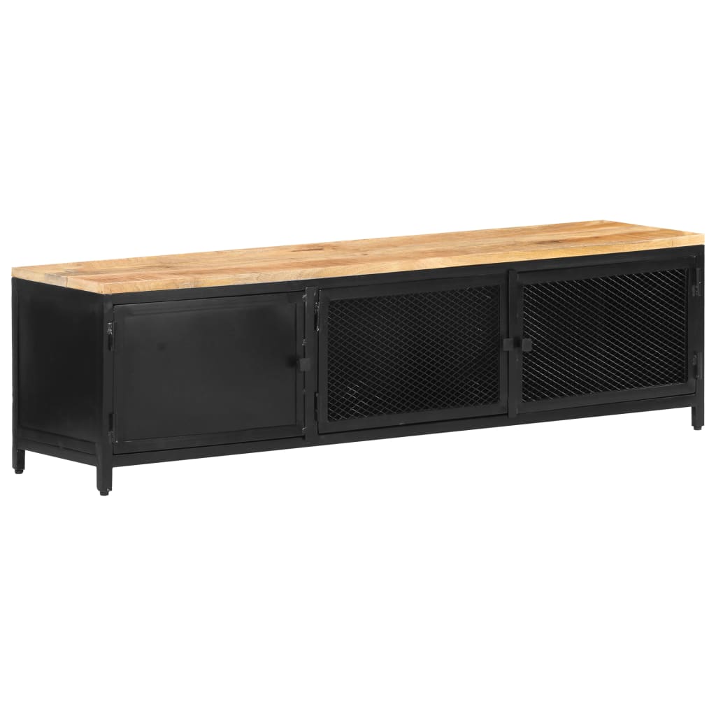TV-bänk 130x30x37 cm massivt grovt mangoträ